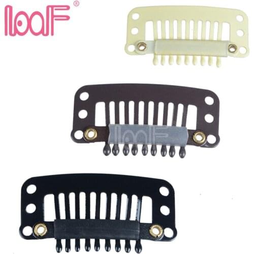 LOOF 100pcs 32mm 9teeth wig Snap Clips tools with Silicone back for Hair Extensions accessories 3 colors available