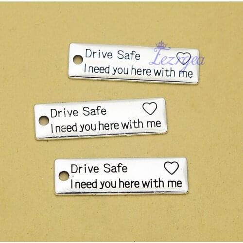 12pcs/lot--10x33mm,Antique silver plated Drive safe I need you here with me Dad mom charms,DIY supplies, Jewelry accessories