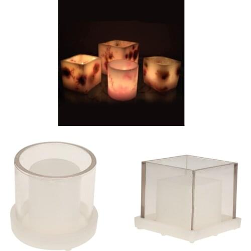 2pcs hollow cube cylindrical candle making mold tealight candle holder container diy aromatherapy candle scented candle craft