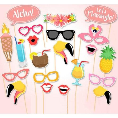 21pcs Wedding Decoration Photo Booth Props DIY Paper Vacation Beard Skirt Photobooth Accessories Couple Wedding Party Supplies