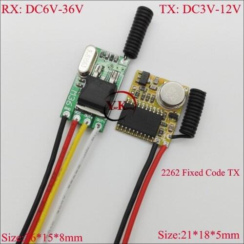 3.7V 5V 6V 7.4V 9V Transmitter Module Power ON Transmitting DC 6V-36V 7.4V 9V 12V 14V 16V 28V 36V Receiver Remote Control Switch