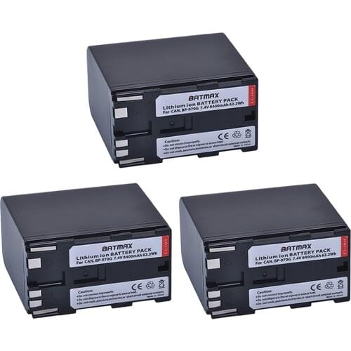 3Pcs 8400mAh BP-970G BP970G BP 970G BP-975 Battery for Canon EOS C100,EOS C100 Mark II, EOS C300, EOS C300 PL, GL2, XF100, XF105