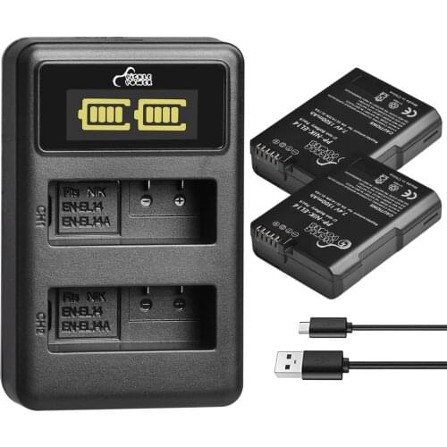 EN-EL14 EN EL14A EN-EL14A Camera Battery and LED USB Charger for Nikon D3100 D3200 D3300 D3400 D3500 D5600 D5100 D5200 P7000