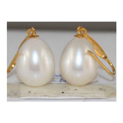Free shipping>>>>noble jewelry Natural 11X13MM Australian AAA++ South Seas White Pearl Earrings 14K Gold