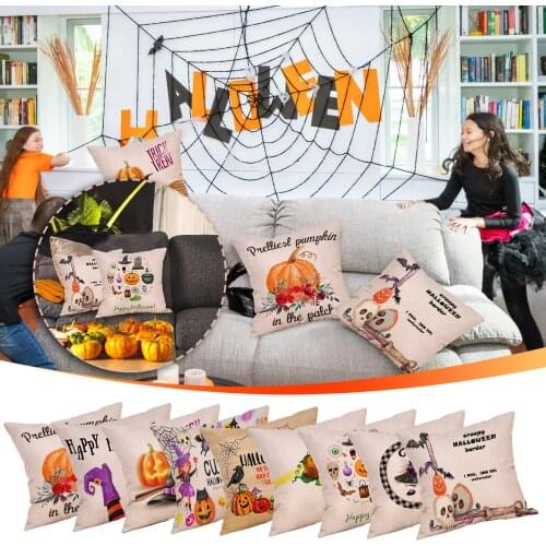 Horror Skull Pumpkin Pillowcase 45*45cm Home Decor Throw Pillow Covers Cushion Cover Happy Halloween Trick Or Treat Pillowcases