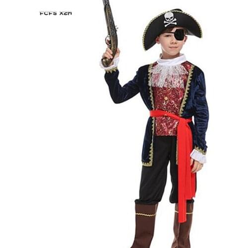 M-XL Boys Halloween Pirate Costumes Movie Pirates of the Caribbean Cosplays Kids Children Carnival Purim Masquerade party dress