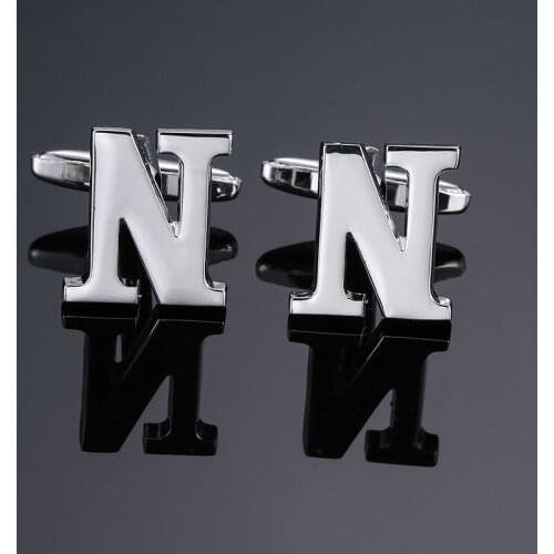 DY new High grade brand Brass material Silvery letter N Cufflinks Mens French shirt Cufflinks free shipping