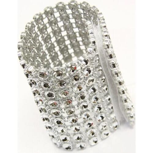 Hot 20 pcs Silver Napkin Rings Rows Bow Covers With Closure Napkin Rings Diamond Rhinestone Wedding Chair Sashes Bows Holder