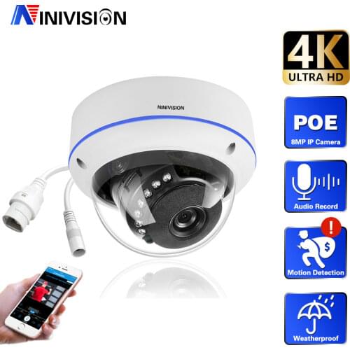 NINIVISION 4K Ultra 8MP 3840x2160 security Camera Sony Sensor 8MP Outdoor Waterproof night vision Camera Video suvellance Camera