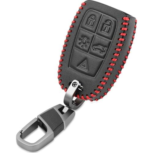Leather Remote Key Case Fob Shell Cover Skin Holder 5 Buttons For Volvo XC90 C70 S60 D5 V50 S40 C30