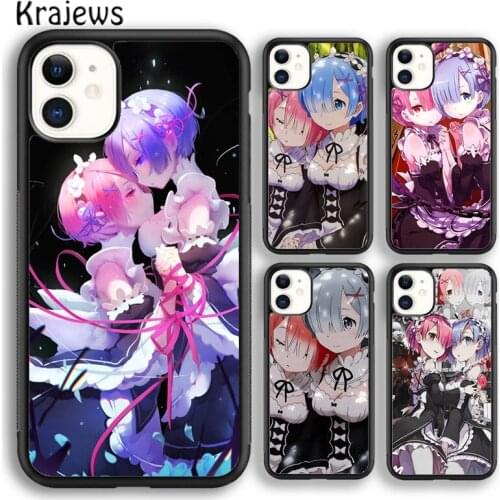 Krajews Anime ReZERO Ram Rem Soft Phone Case Cover For iPhone 5 SE 6s 7 8 plus X XR XS 11 12 pro max Samsung Galaxy S8 S9 S10