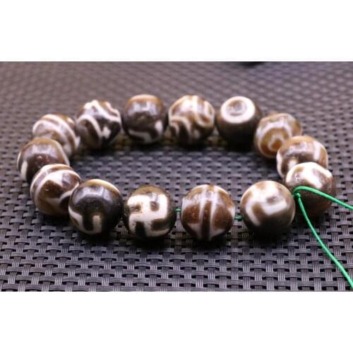 Treasure Magic Power Magic LKbrother Set 14 Magic Tibetan Old Agate Multiple Symbols Big Round dZi Bead Totem For DIY