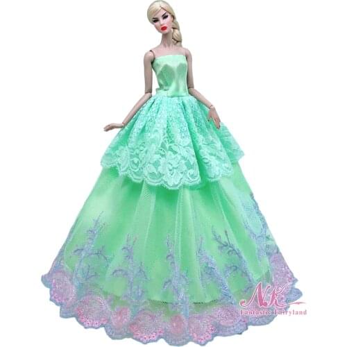 NK 1 Set Noble Princess Wedding Green Fashion Party Dress Fashion Design Clothing For Barbie Accessories Doll Best Girl Gift 4X