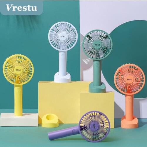 Newest Mini Portable Rechargeable Fan Air Cooler Operated Hand Held USB Solid Color Hand Portable Desktop Home Office Desk Fan
