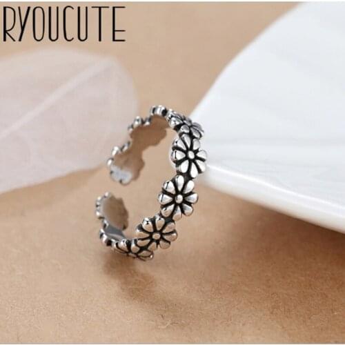 New Charming Open Plum Flower Ring for Women Vintage Boho Party Rings Gothic Punk Jewelry Gifts for Girls 2021