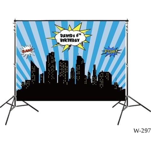 Poster Super Heroes Backdrop Blue Birthday Party Backdrops Photophone Background City Scape Centerpiece Boy Party Banner