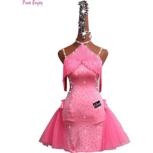 Latin Dance Dress New Luxury Diamond Tassel Performance Clothes Women Girls Latin Ballroom Dance Stage Competition Costumes