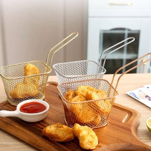 Professional Rectangular Stainless Steel French Fries Basket Small Individual French Fries Fryer for Fried Chicken Onion