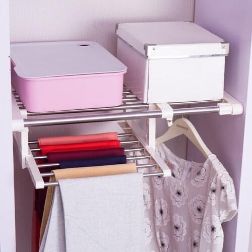 Adjustable Closet Organizer Storage Shelf Wall Mounted Kitchen Rack Wardrobe Clothes Hanger Shelves Cabinet Holders DQ1517-7D