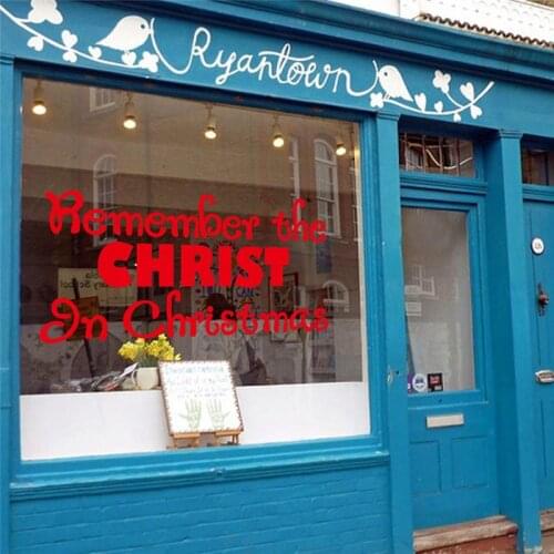 Remember Christ In Christmas Quotes Wall Stickers For Store Office Home Decoration Window Decals Festival Mual Art Vinyl Poster
