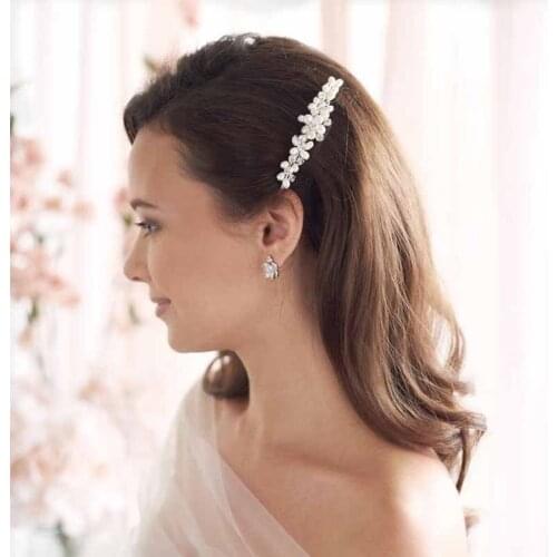 Silver Color Hair Combs Wedding Hair Accessories Rhinestone Pearl Hair Comb Bridal Jewelry Headpiece Party Hair Styling FORSEVEN