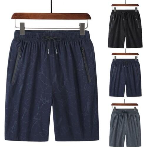 Wide Leg Men Shorts Zipper Pockets Thin Drawstring Elastic Waist Casual Shorts Streetwear