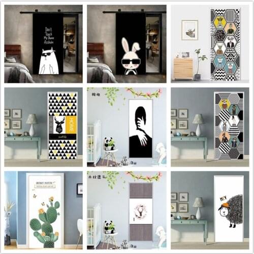 INS Style Door Sticker Home Decor Bedroom Kids Room Simple Wall Decals Vinyl Adhesive Waterproof Removable Poster adesivo porta