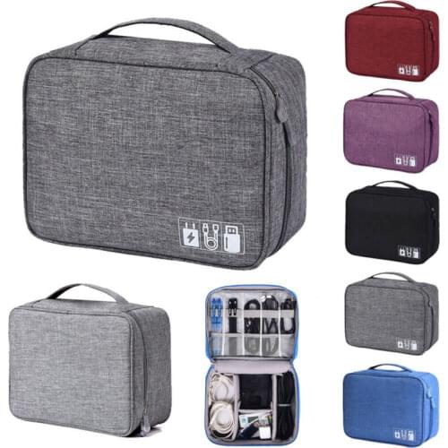 Electronics Accessories Organizer Storage Bags Waterproof zipper multi-layer soft and shockproof Travel Cable Drive Storage bag