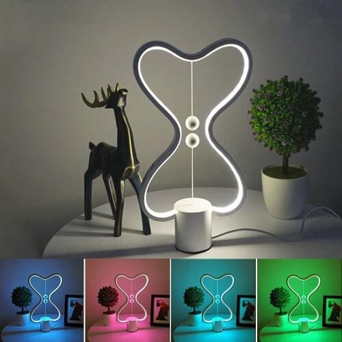 LED Night Light Balance Light 7 Color USB Powered Magnetic Mid-air Switch Night Lamps Home Decoration Bedroom Office Desk Lamp