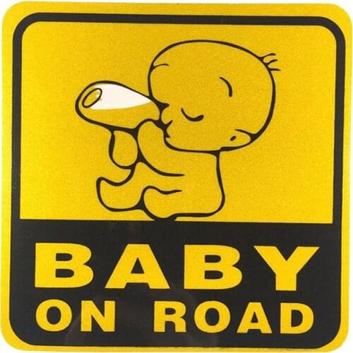 BABY ON BOARD Reflective Car Sticker Creative Fashion Tail Warning Sign Decal "Baby on Road" Road Safety Car Sticker Reflector