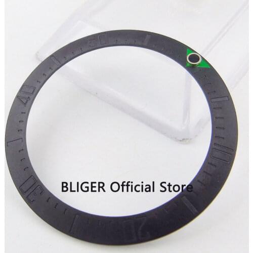 High quality 39.7mm Black Ceramic Bezel Ring Insert Green triangle Watch Bezel Insert Fit For Mens Watch