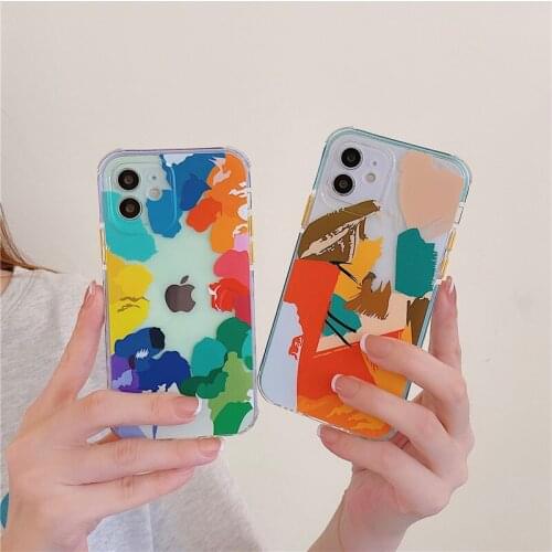 Colorful Graffiti Transparent Phone Case For iPhone 11 Pro Max 12 XR X XS 8 7Plus SE20 Shockproof Soft Silicone Cover TPU Fundas