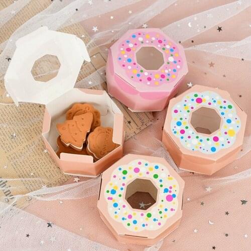 10Pcs Hexagon Donut Candy Box DIY Paper Gift Box For Donut Theme Wedding Happy Birthday Baby Shower Kids Birthday Party Favors