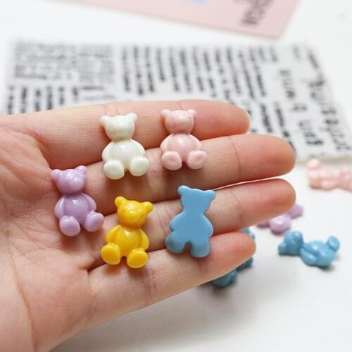 10pcs Japanese style ins mini cute bear earrings For Women Girls resin half pill patch Pendant diy hairpin Accessories material
