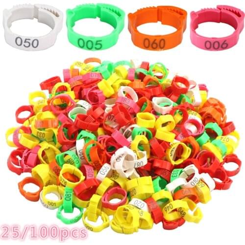 25 pcs /100 pcs Chicken Foot Ring Adjustable Size Poultry Leg Digital Label Buckle Ring