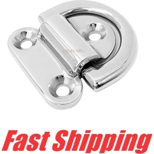 316 stainless steel mirror polished boat Cleat D-shaped connect ring Folding Pad Eye Lashing D Ring for Yacht Motorboat Truck