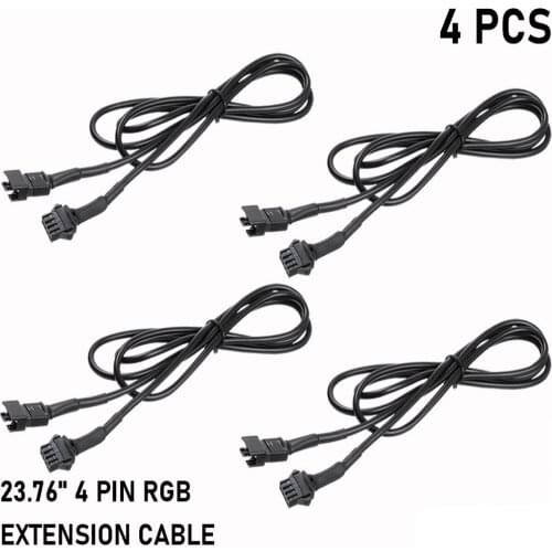 4 Pin Waterproof 2FT Car LED Rock Lights Extension Cable Cord Kit for Underbody RGB Underglow Neon Light-Strip