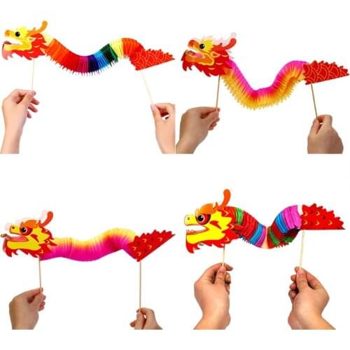 4pcs 3D Chinese New Year Dragon Garland Hanging Decoration Art Crafts for Spring Festival Y4UD