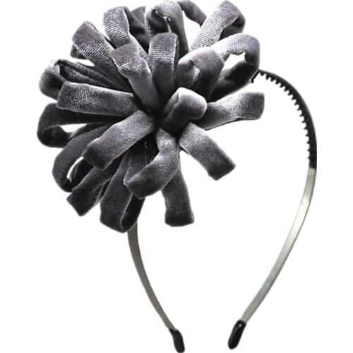 NEW winter Velvet pompom flower girls hairbands on metal headband with teeth children hair accessories