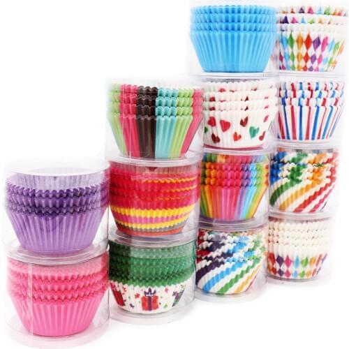 100Pcs Muffin Cupcake Paper Cups Cupcake Liner Baking Wrapper Box Cup Party Tray Cake Decorating Tools Birthday Party Decor
