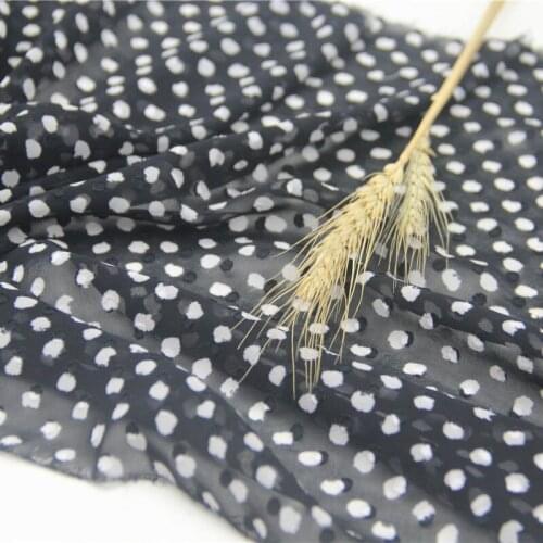 BLACK White Dots Transparent 100% Polyester Chiffon Cutting Motif Drape Fabrics Thin for Summer Clothes Dress Skirt Blouse Shirt