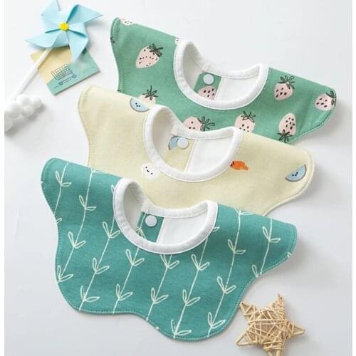 Baby Bib Round Petal Printed Cotton Saliva Towel 360 Degree Rotation Burp Cloth