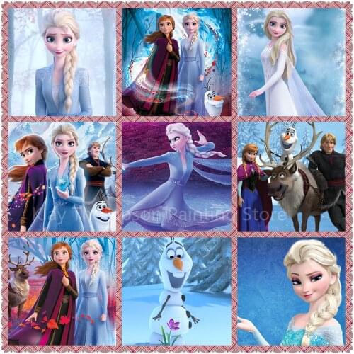 Disney Frozen 2 Diy Diamond Painting Cartoon Cross Stitch Full Round Diamond Embroidery Ice Sister Elsa&Anna Diamond Toys