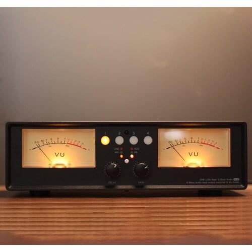 VU2 music level meter DB meter analog VU meter + four-way audio switcher, size: 28*12*9CM