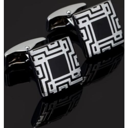 High Quality new black Stripe enamel suit mens cufflinks cuff cufflinks fashion brass French abotoaduras Jewelry