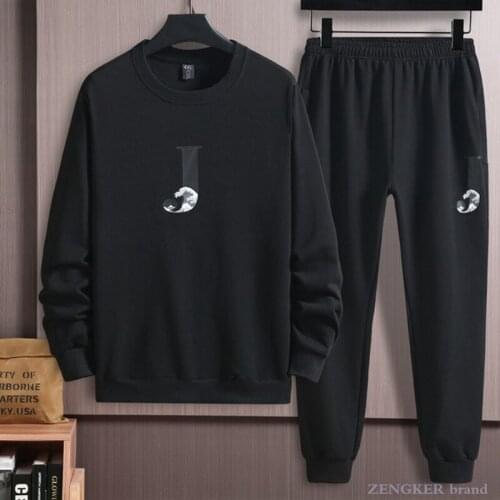 Spring and autumn plus size mens sweater and trousers suit Chinese style plus fat loose sports two-piece suit 150kg10xl