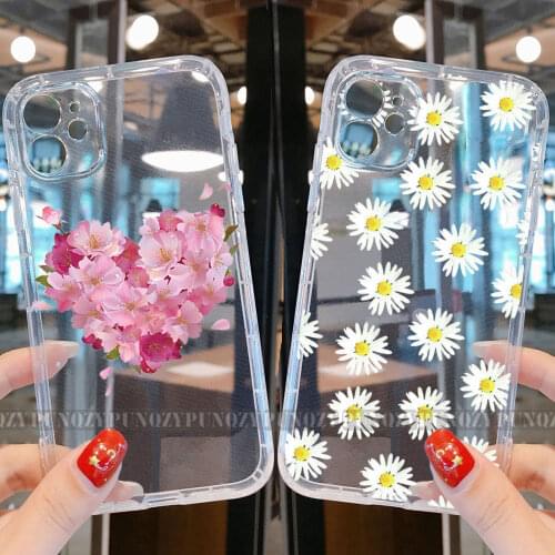 Spring Cute Floral Plants Peach petals love Art Phone Case For iphone 12 Pro Max 11 Pro XR X XS MAX 6S 8 7 Plus SE 2020 TPU Case