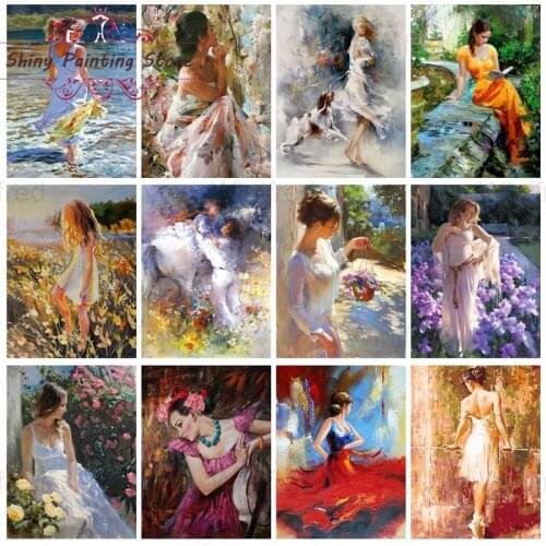 5D DIY Girl Beauty Portrait Diamond Painting Full Square Round Drill Diamond Embroidery Cross Stitch Kit Room Decoration Gift