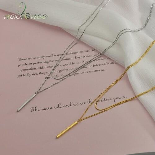 Nextvance Charming Stainless Steel Necklaces Double Layer Cylinder Pendant Neckalce for Women Girlfriend Jewelry Gift