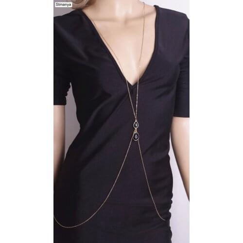 New Hot Tide Fan new incense dish shoulder butterfly pearl fringed water droplet size sexy body jewelry necklace B1033